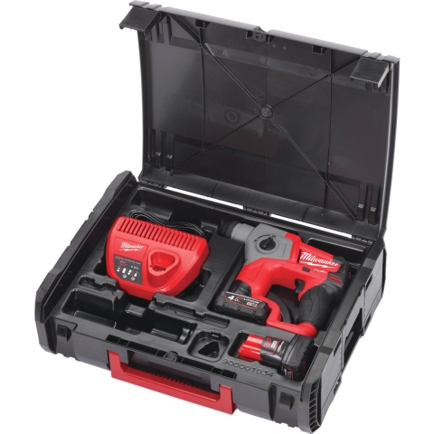 Milwaukee M12 CH-402X M12 FUEL™ SDS-plus compactboorhamer | 2x 4,0Ah Accu&apos;s + lader | In koffer - 4933446049