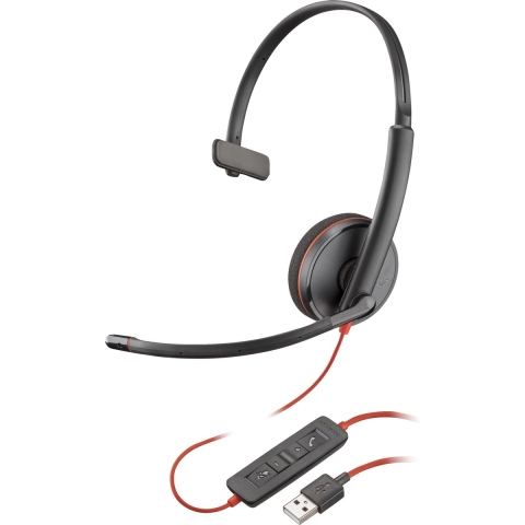 HP Inc. Blackwire C3210 Over Ear headset Computer Kabel Mono Zwart Headset, Volumeregeling, Microfoon uitschakelbaar (mute)