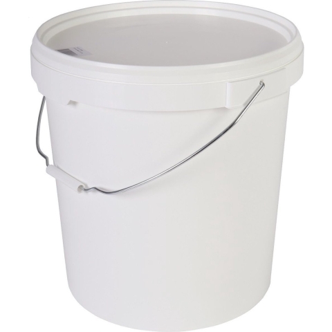 2x stuks emmers met deksel en handvat wit 30 liter -