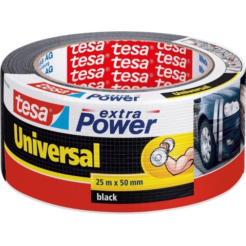 3x Tesa ducttape Extra Power universeel zwart 25 mtr x 5 cm klusbenodigdheden -