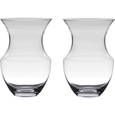 Set van 2x stuks transparante luxe vaas/vazen van glas 26.5 x 18 cm -