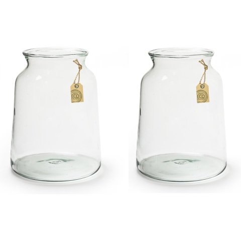 2x stuks transparante Eco taps toelopende vaas/vazen van glas 30 x 17 cm -