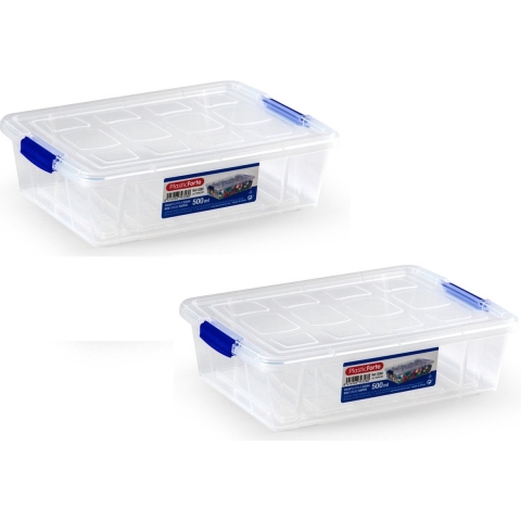 15x Opslagbakjes/organizers met deksel 500 ml 16 cm transparant -