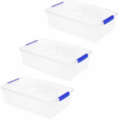 10x Opslagbakjes/organizers met deksel 2 liter 25 cm transparant -