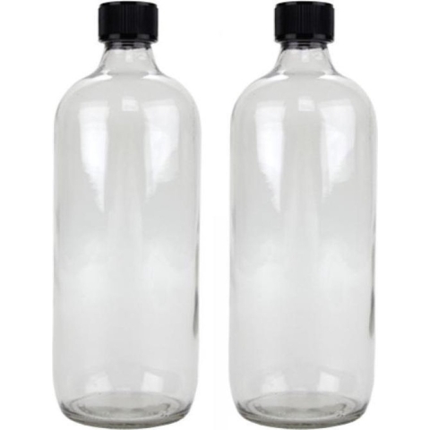 Glazen flessen met schroefdop - 10x - Transparant - 1000 ml - Weckflessen - Luchtdicht -