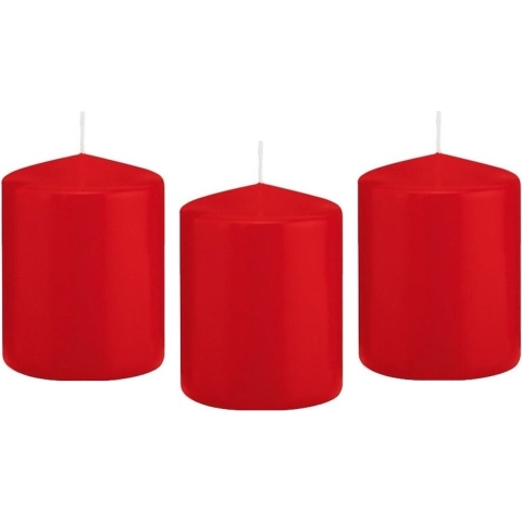 Cilinderkaars/stompkaars - 12x - rood - 6 x 8 cm - 29 branduren -