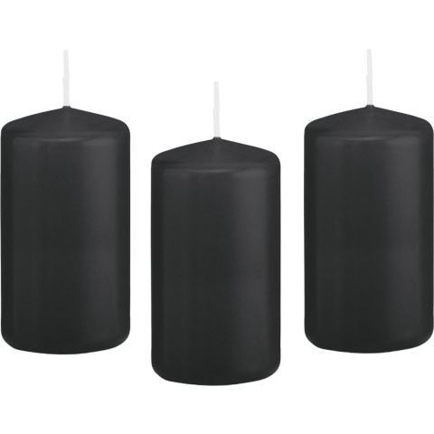 Cilinderkaars/stompkaars - 10x - zwart - 6 x 12 cm - 40 branduren -