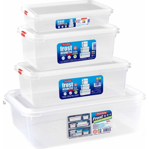 Set van 9x stuks diepvries vershoudbakjes met stevige deksel in 4x verschillende formaten -