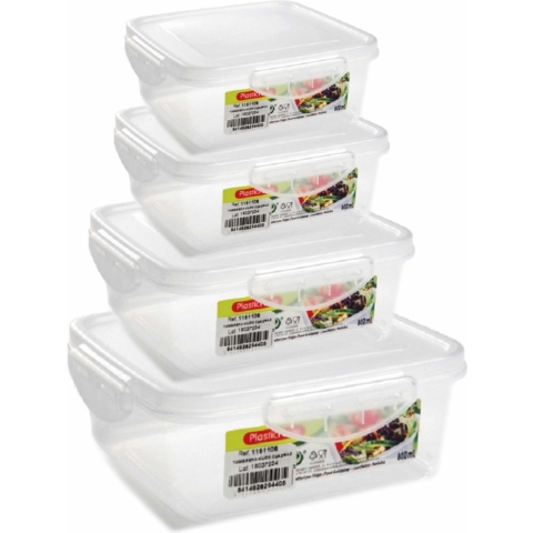 Set van 12x stuks vierkante diepvries vershoudbakjes met stevige deksel in 4x verschillende formaten -