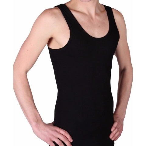 Set van 4x stuks beeren heren hemd/singlet zwart 100% katoen, maat: M -