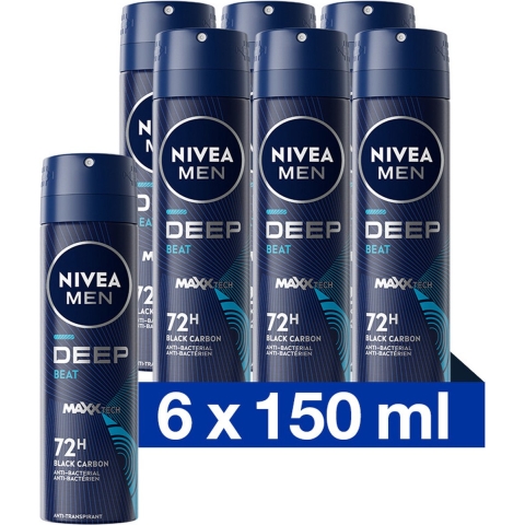 6x Nivea Men Deospray Deep Beat 150 ml