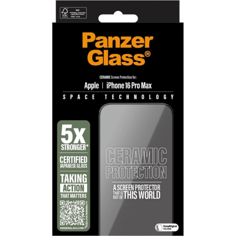 Panzerglass Ceramic Ultra-wide Fit Screenprotector Voor Apple Iphone 2024 6.7'' Pro Transparant