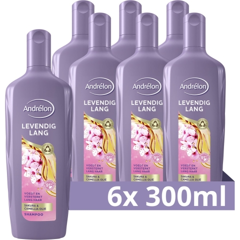 6x Andrelon Shampoo Levendig Lang 300 ml
