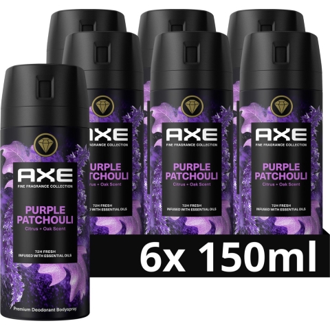 6x Axe Deodorant Bodyspray Purple Patchouli 150 ml