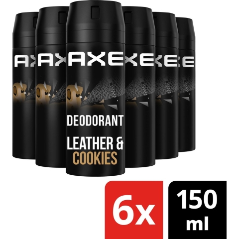 6x Axe Deodorant Bodyspray Collision Leer en Koekjes 150 ml