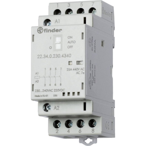 Finder 22.34.0.012.4640 Contactor 2x NO, 2x NC 12 V/DC, 12 V/AC 25 A 1 stuk(s)