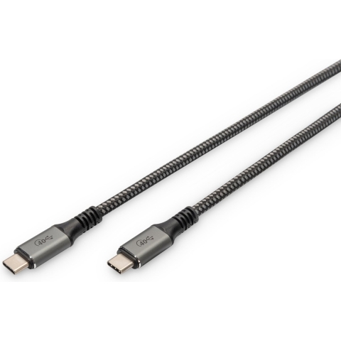 Digitus USB-C-kabel USB 4.0 USB-C stekker 1 m Zwart Afscherming gevlochten, Afgeschermd, Scheurbestendig, Rond, 8K UHD DB-300443-010-S