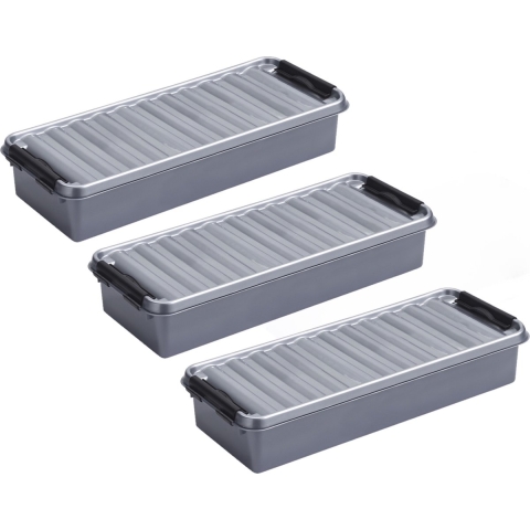 8x stuks opberg box/opbergdoos 2.5 liter 38.5 x 14 x 6.6 cm kunststof -