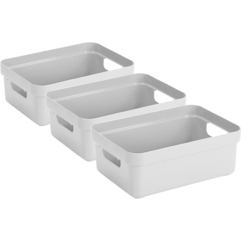 6x stuks witte opbergboxen/opbergmanden 9 liter kunststof -