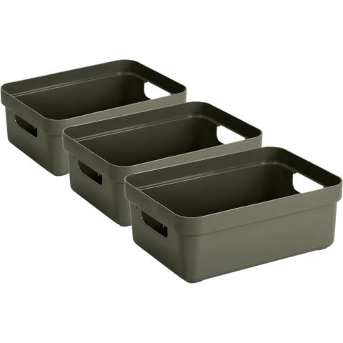 6x stuks donkergroene opbergboxen/opbergmanden 9 liter kunststof -