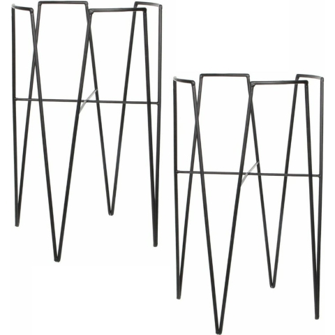 Set van 2x stuks plantenpot/bloempot plantenstandaard/verhoger zwart metaal 50 x 29 cm -