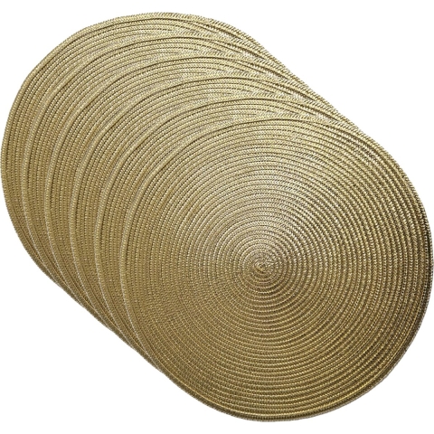 Set van 12x stuks ronde Placemats metallic goud look diameter 38 cm -