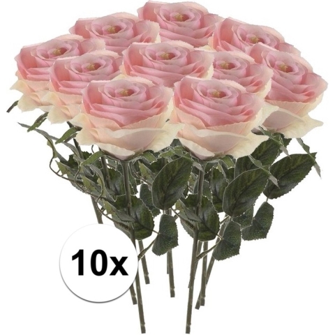 10x Licht roze rozen Simone kunstbloemen 45 cm -
