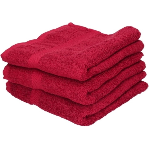 3x Voordelige badhanddoeken rood 70 x 140 cm 420 grams -