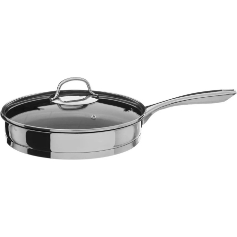 Hapjespan met deksel - Alle kookplaten geschikt - zilver - dia 28 cm -