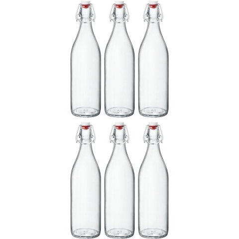 Bormioli Rocco Beugelflessen / Weckflessen Giara - Transparant - 1 liter - 6 stuks