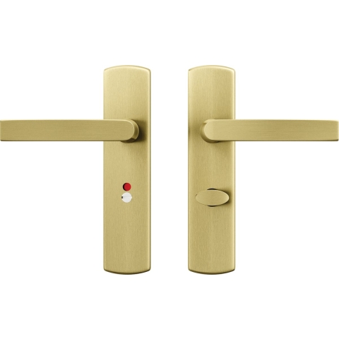 AXA Binnendeurbeslag Curve Klik kruk Toilet 63-8 Goud - Deurkruk op schild toilet