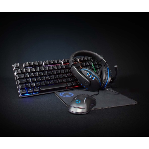 Nedis Gaming Combo Kit | 5-in-1 | Toetsenbord, Koptelefoon, Muis en Muismat | Zwart | QWERTY | Scandinavisch - GCK51110BKND