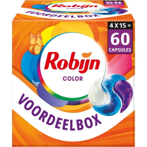4x Robijn Wascapsules 3-in-1 Color 15 stuks