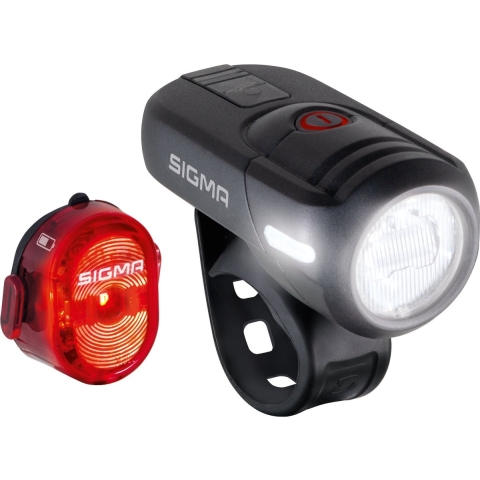 Sigma AURA 45 / Nugget Set Fietsverlichtingsset LED werkt op een accu Zwart