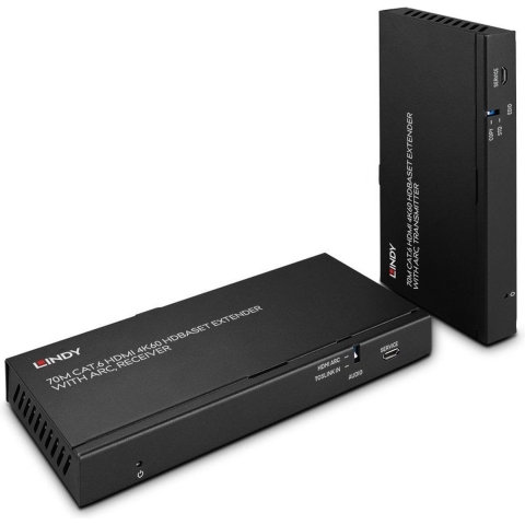 LINDY 70m Cat.6 HDMI 4K60, Audio, IR & RS-232 HDBaseT Extender mit ARC Extender (verlenging) HDMI, IR (3.5 mm Jackplug), RJ45, Toslink 70 m