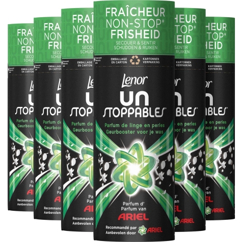 6x Lenor Unstoppables In-Wash Geurbooster Geur Van Ariel 13 wasbeurten 165 gr