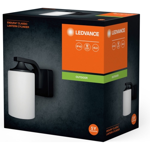 LEDVANCE ENDURA CLASSIC LANTERN CYL E27 BK LEDV 4058075392663 Wandlamp LED E27 Zwart, Wit