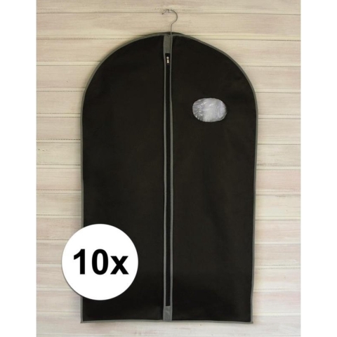 10x Zwarte kledinghoezen met rits 100 cm -