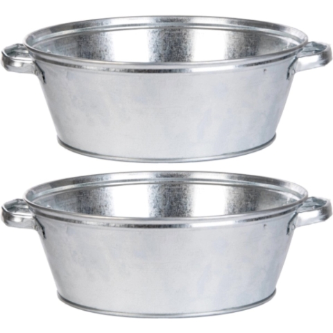 4x Ronde zilveren zinken teilen 11 liter -