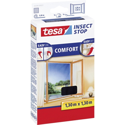 3x Tesa vliegenhor/raamhor zwart 1,3 x 1,3 meter -