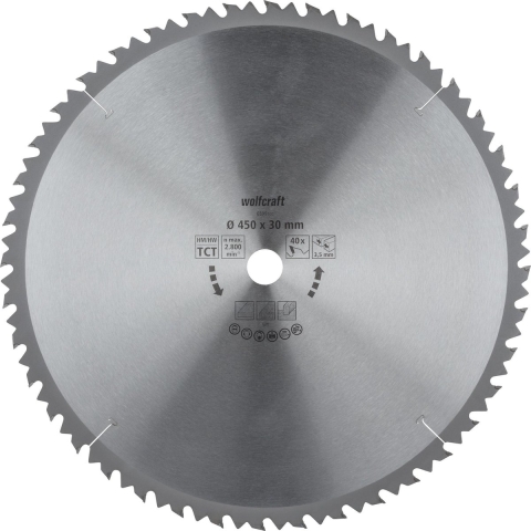 Wolfcraft Tafelcirkelzaagblad | HM | 40 Zähne | Ø450mm | 1 stuk - 6595000