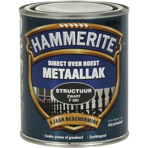 Hammerite Metaallak Structuur - Direct Over Roest - Zwart - 0,75L