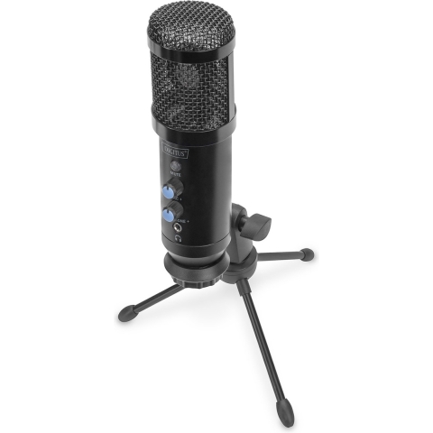 Digitus DA-20301 Spraakmicrofoon Statief Zendmethode:Kabelgebonden, USB Incl. kabel, Incl. windkap, Voet, Incl. standaard USB, USB-A, USB-B, Audio, stereo (3.5