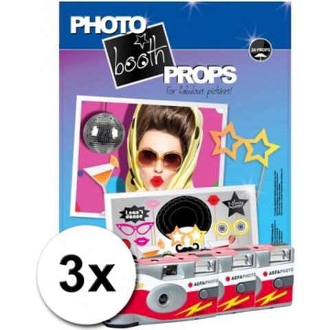 Foto props set feestje incl 3x wegwerp camera -