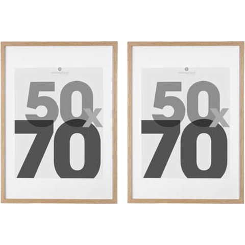Atmosphera Fotolijstje met passe partout - 2x - voor een foto van 50 x 70 cm - naturel - MDF/Glas -