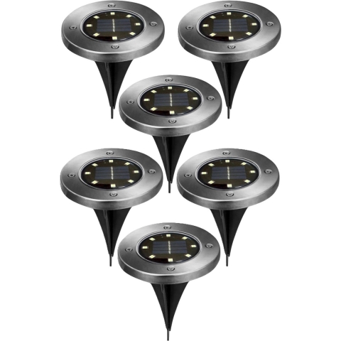 Buiten lampje/prik spot - 6x - solar verlichting - tuinpad/plant verlichting - LED - D12 cm -