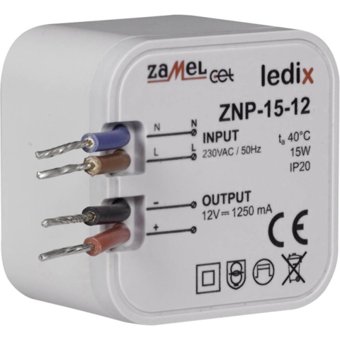 Zamel ZNP-15-12 LED-driver Constante spanning 15 W 1.25 A 12 V/DC Overspanning 1 stuk(s)