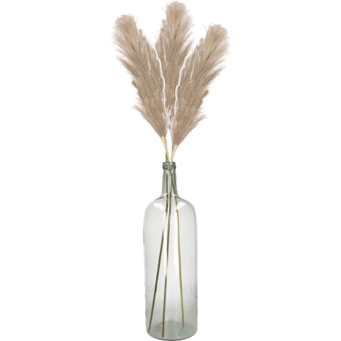 Kunstbloemen bloemstuk pluimen boeket in vaas - zilvergrijs - 104 cm hoog -
