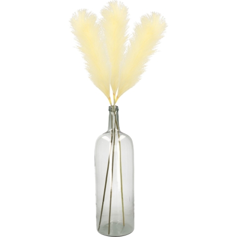Kunstbloemen bloemstuk pluimen boeket in vaas - zachtgeel - 104 cm hoog -