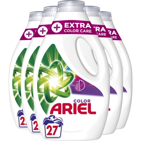 5x Ariel Vloeibaar Wasmiddel Extra Color Care 27 Wasbeurten 1215 ml